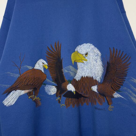 VINTAGE AMERICAN BALD EAGLE Blue Crew Neck Sweatshirt  Size XL - Picture 2 of 4